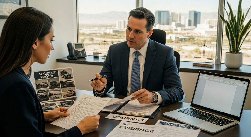 Personal injury evidence in Nevada reviewed by attorney to prove liability and win claim.